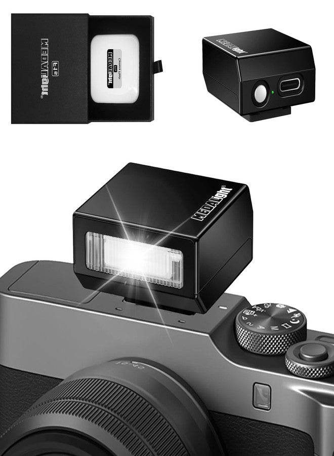 فلاش كاميرا صغير من الألومنيوم من MEDALight F1s مُطوّر لكاميرات Ricoh GR3/GR3X/Fuji/Sony/Nikon/Canon/Olympus/Digital Film، فلاش محمول للكاميرات الرقمية ذات العدسة الأحادية العاكسة (أسود). - Image 1