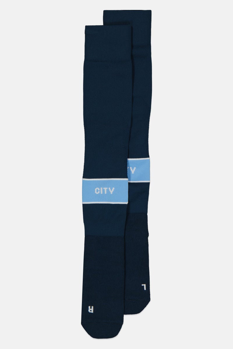 Puma x Manchester City Men 1 Pair Brand Logo Knee-High Socks, Teal Blue - Image 1