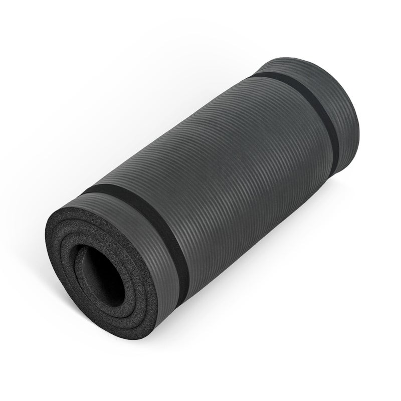 CAP Barbell Yoga Mat 1" Thick with Carrying Strap - High Density Exercise Mat for Yoga, Pilates, Stretching, Floor & Fitness Workouts - 74''x24''x1 | Black - Image 1