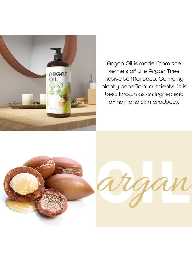 Premium Nature Argan Oil for Dry Damaged Hair and growth, Argon Oil Serum For Hair Oil for Curly Frizzy Hair, Argan Oil for Skin, Hair Oil for Men, Organic Argan Oil of Morocco 16 oz Pure Cold Pressed - Image 3