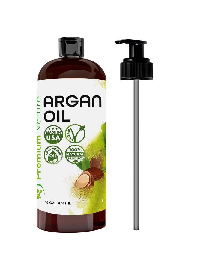 Premium Nature Argan Oil for Dry Damaged Hair and growth, Argon Oil Serum For Hair Oil for Curly Frizzy Hair, Argan Oil for Skin, Hair Oil for Men, Organic Argan Oil of Morocco 16 oz Pure Cold Pressed - Image 1