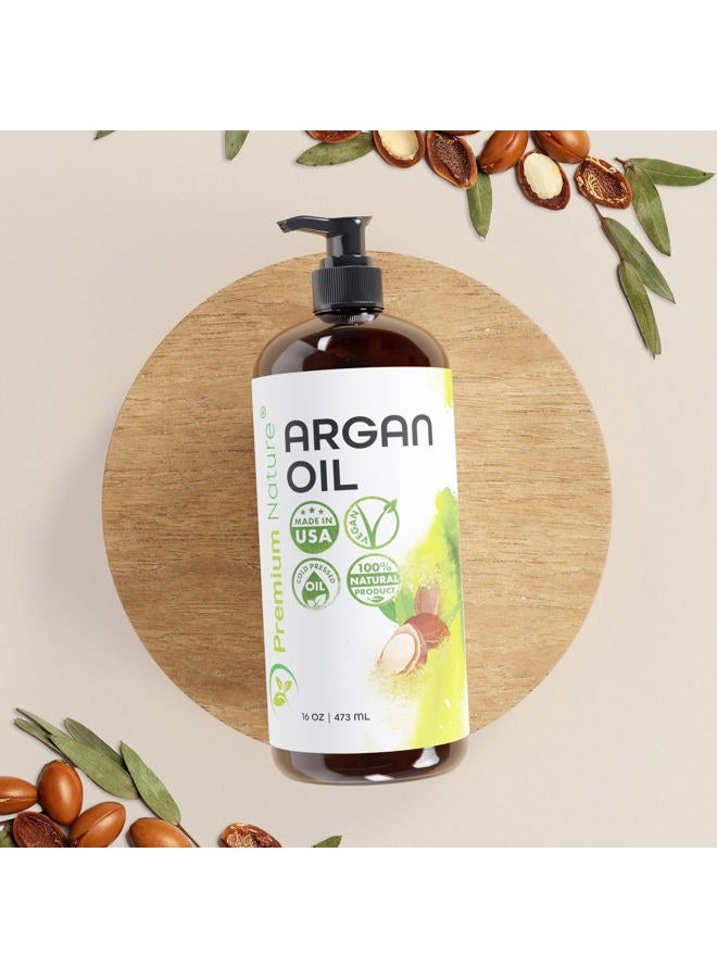 Premium Nature Argan Oil for Dry Damaged Hair and growth, Argon Oil Serum For Hair Oil for Curly Frizzy Hair, Argan Oil for Skin, Hair Oil for Men, Organic Argan Oil of Morocco 16 oz Pure Cold Pressed - Image 5