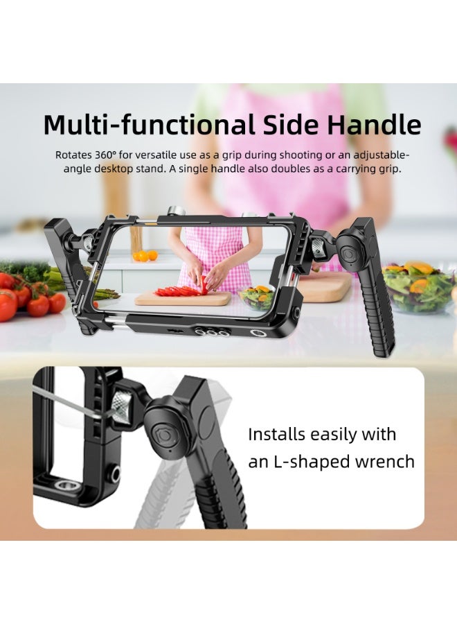 BAFANG Adjustable Mobile Phone Cage with Dual Handles, Smartphone Rig with Bluetooth Shutter, Expandable Stabilizer for Video and Photography - Image 3