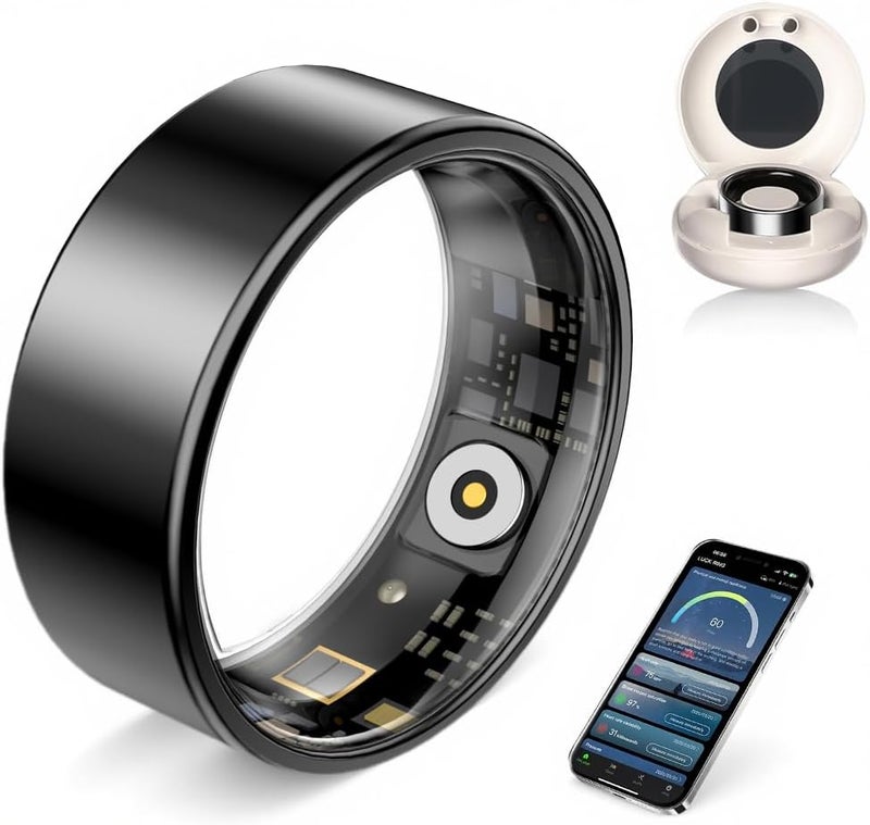 AI Smart Ring for Women Men | Sleep Tracker Ring with Heart Rate &Blood Oxygen | 10ATM Waterproof Fitness Ring | Step Counter & GPS Activity Fitness Tracker | 7-Day Battery (Black, 12) - Image 1