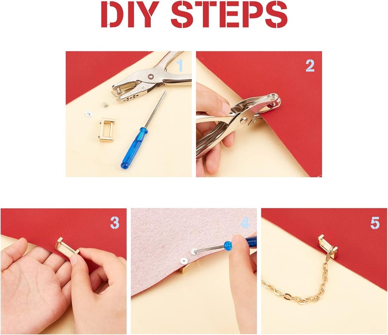 كلاراكو مجموعة من 16 مشبك معدني لسلسلة المحفظة من كلاركو، مشبك جانبي للحقيبة المستطيلة، مشبك حلقي على شكل حرف D، مشبك سلسلة حقيبة يد قابل للفصل، أدوات لصنع حقيبة كتف مصنوعة من الجلد، بعرض 0.98 بوصة - Image 3