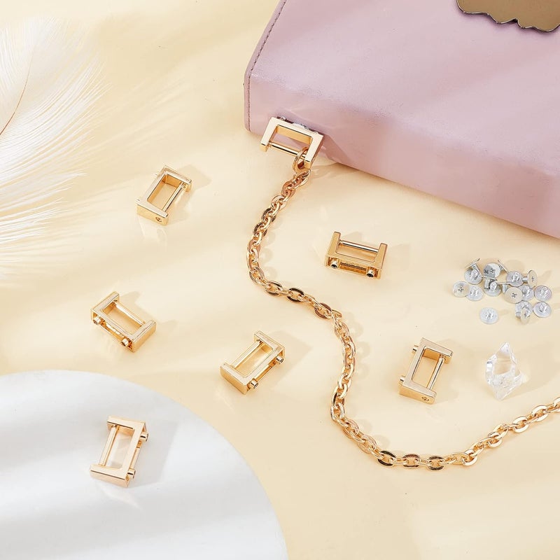 كلاراكو مجموعة من 16 مشبك معدني لسلسلة المحفظة من كلاركو، مشبك جانبي للحقيبة المستطيلة، مشبك حلقي على شكل حرف D، مشبك سلسلة حقيبة يد قابل للفصل، أدوات لصنع حقيبة كتف مصنوعة من الجلد، بعرض 0.98 بوصة - Image 2