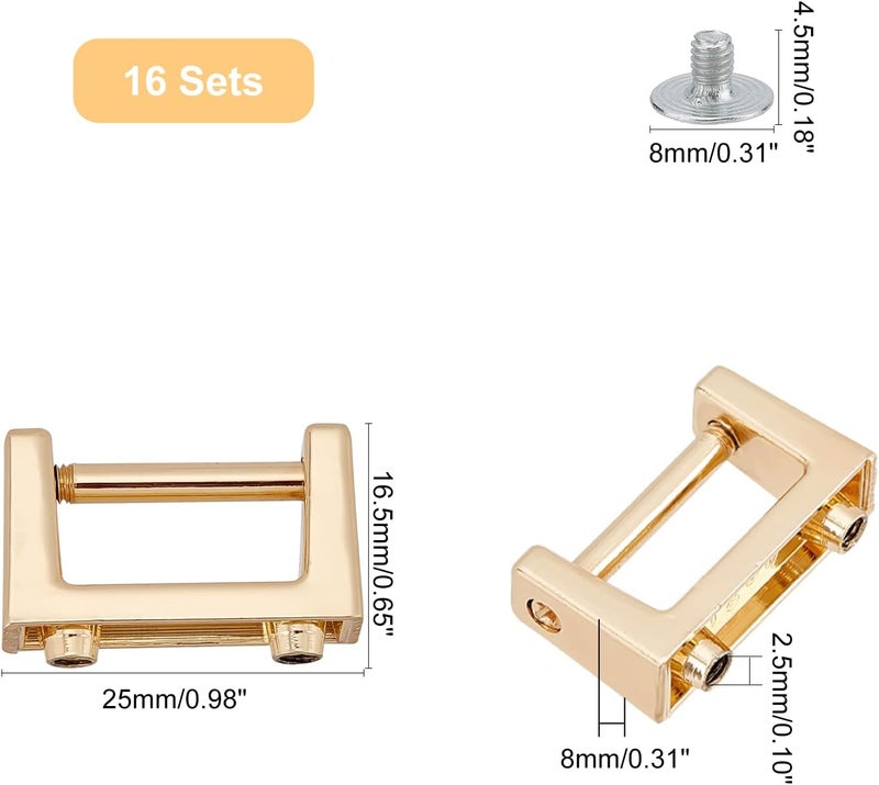 كلاراكو مجموعة من 16 مشبك معدني لسلسلة المحفظة من كلاركو، مشبك جانبي للحقيبة المستطيلة، مشبك حلقي على شكل حرف D، مشبك سلسلة حقيبة يد قابل للفصل، أدوات لصنع حقيبة كتف مصنوعة من الجلد، بعرض 0.98 بوصة - Image 4