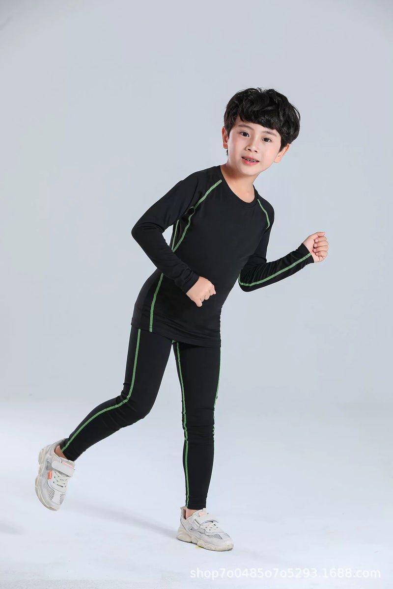 general Children's High Elasticity Tight Fitting Clothing Sports Fitness Set Quick Drying Training Suit - Image 1