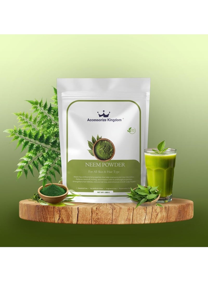 Accessorize Kingdom Neem Powder (100gm) – 100% Natural & Pure | Suitable for Skin & Hair | Fights Acne, Blemishes & Soothes Irritated Skin | Strengthens Hair, Reduces Dandruff & Promotes Scalp Health - Image 3
