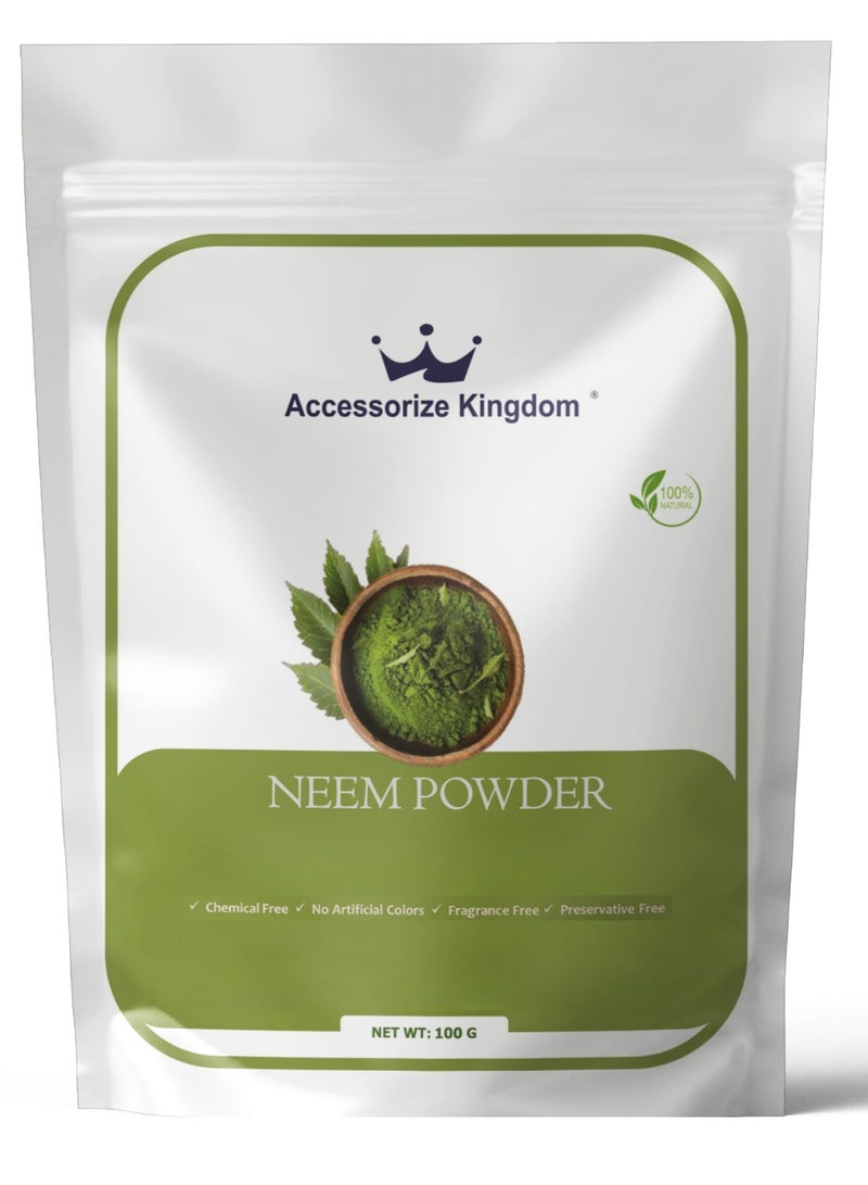 Accessorize Kingdom Neem Powder (100gm) – 100% Natural & Pure | Suitable for Skin & Hair | Fights Acne, Blemishes & Soothes Irritated Skin | Strengthens Hair, Reduces Dandruff & Promotes Scalp Health - Image 1