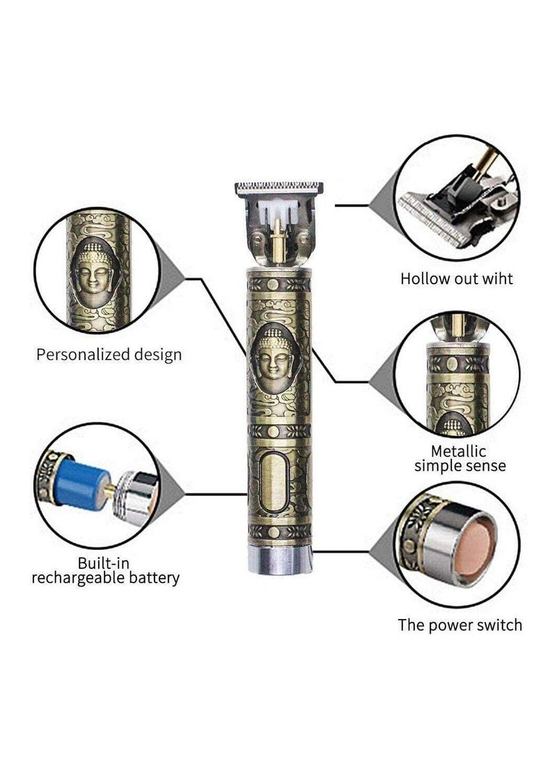 Trimmer For Men Buddha Style Trimmer, Professional Hair Clipper, Adjustable Blade Clipper, Hair Trimmer and Shaver For Men, Retro Oil Head Close Cut Precise hair Trimming Machine Metalic gold - Image 3