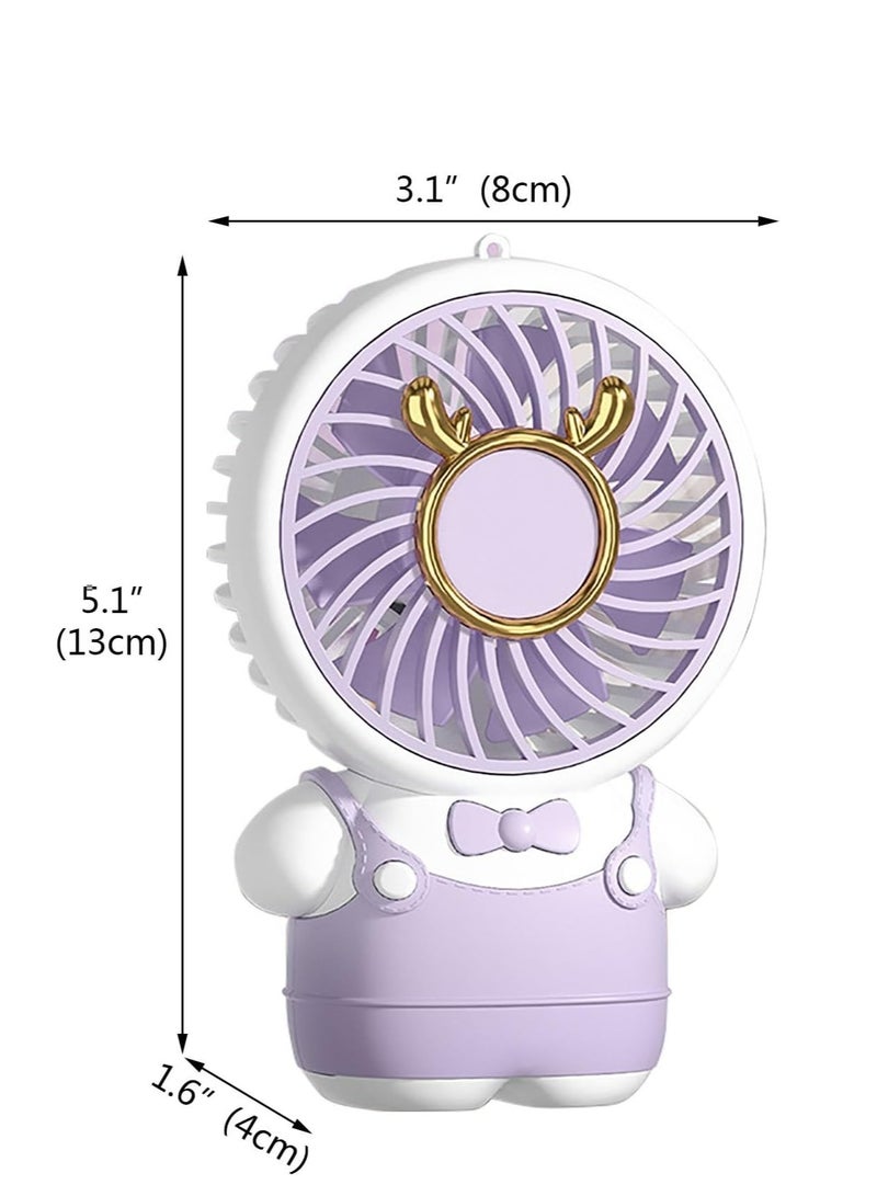 Raxoom Cute Small Fans with Strong Airflow, Ultra Quiet Desktop Fan, Wide-angle Air Supply, Handheld Mini Fan, Portable Fan for Bedroom Home Office Desktop Travel(Purple) - Image 3