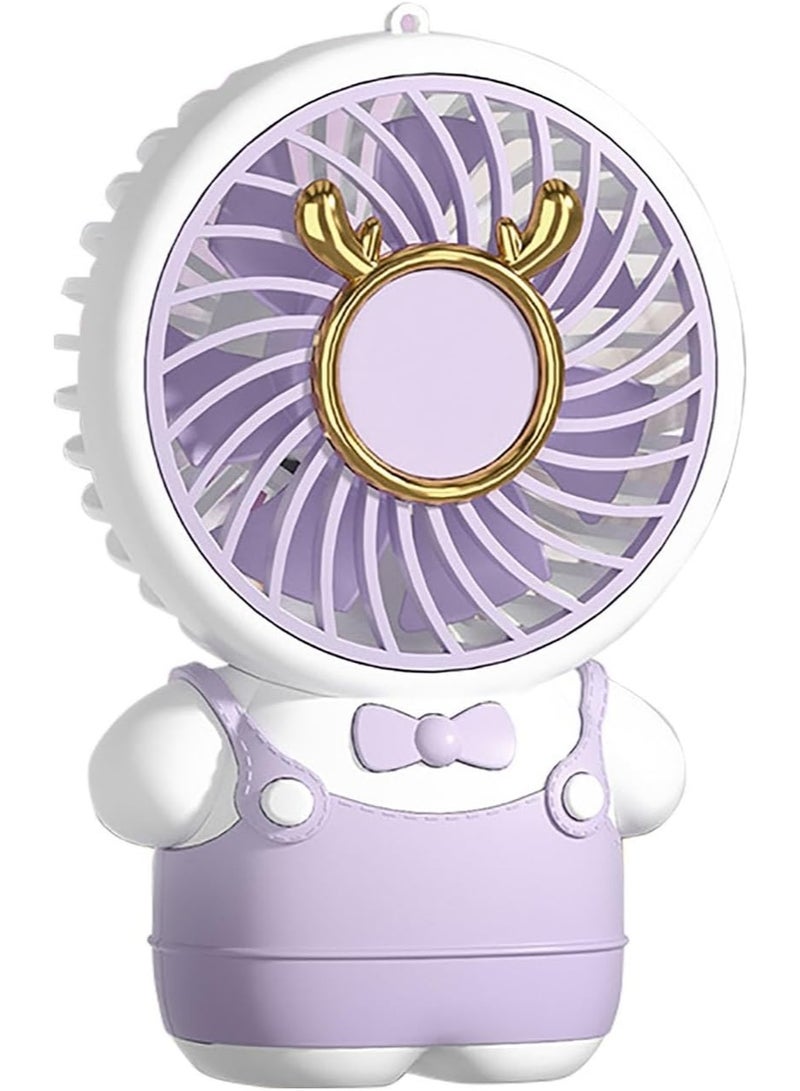 Raxoom Cute Small Fans with Strong Airflow, Ultra Quiet Desktop Fan, Wide-angle Air Supply, Handheld Mini Fan, Portable Fan for Bedroom Home Office Desktop Travel(Purple) - Image 1