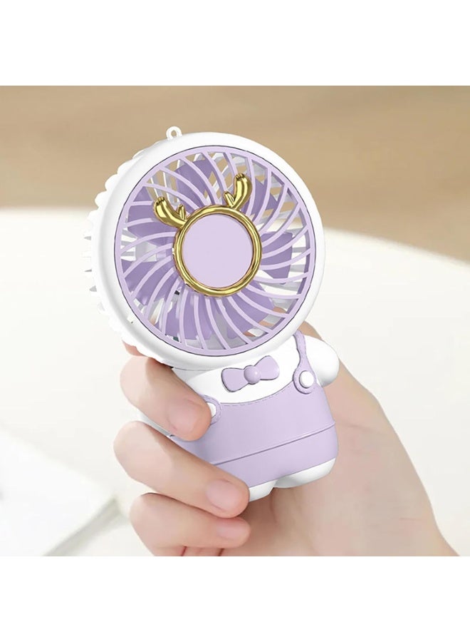 Raxoom Cute Small Fans with Strong Airflow, Ultra Quiet Desktop Fan, Wide-angle Air Supply, Handheld Mini Fan, Portable Fan for Bedroom Home Office Desktop Travel(Purple) - Image 2