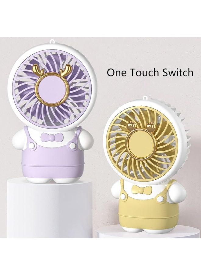 Raxoom Cute Small Fans with Strong Airflow, Ultra Quiet Desktop Fan, Wide-angle Air Supply, Handheld Mini Fan, Portable Fan for Bedroom Home Office Desktop Travel(Purple) - Image 4