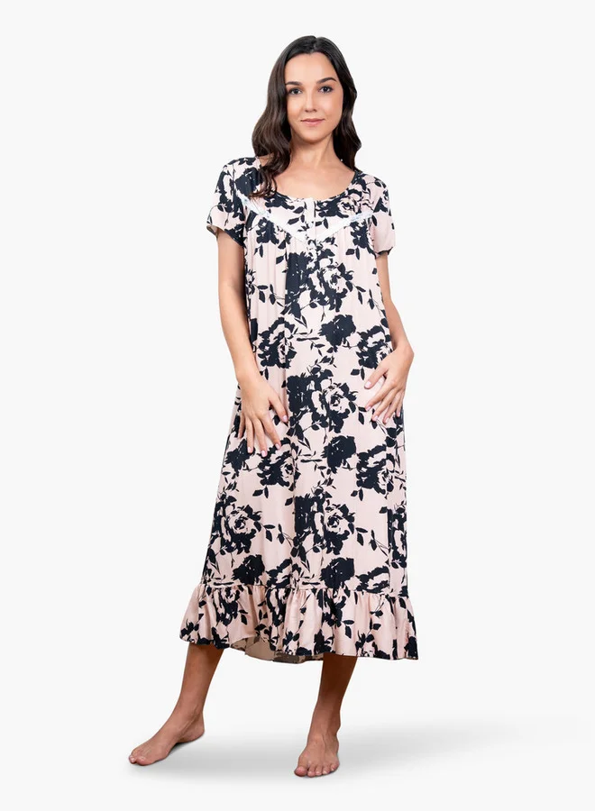 Aadaraya Floral Print Night Gown