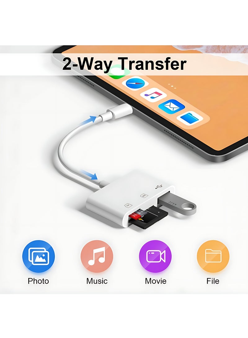 SD Card Reader for iPhone, 3-in-1 Lightning to SD Card Reader Micro SD Digital Camera Adapter Compatible with iPhone, Plug u0026 Play​ - Image 4