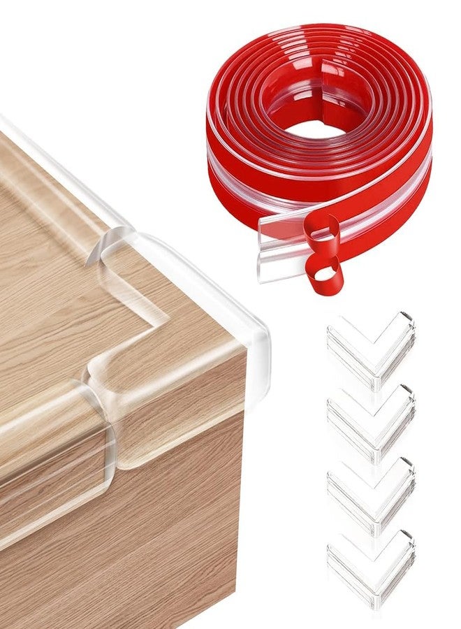 KASHTKAPI Baby Proofing Edge Protector Strip Silicone Edge Corner Guard with 4 Corner Covers Child Safety Bumper Desk Bed Furniture Soft Transparent Corner Protector for Kids (6 Meter+4 Corner) - Image 1