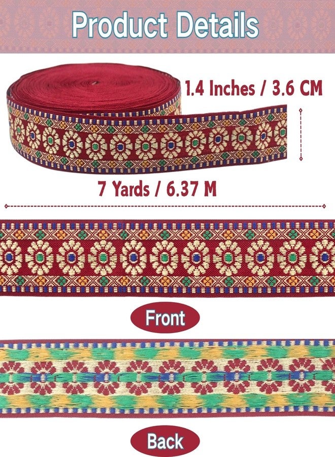 PEARLY JUN 7 Yards Jacquard Ribbon Trim for Wewing Embroidered Siam Ribbon Fabric Trim for Decorative Curtain DIY Sewing Crafting Embellishments Clothing Home Decor Gift Wrapping - Image 4