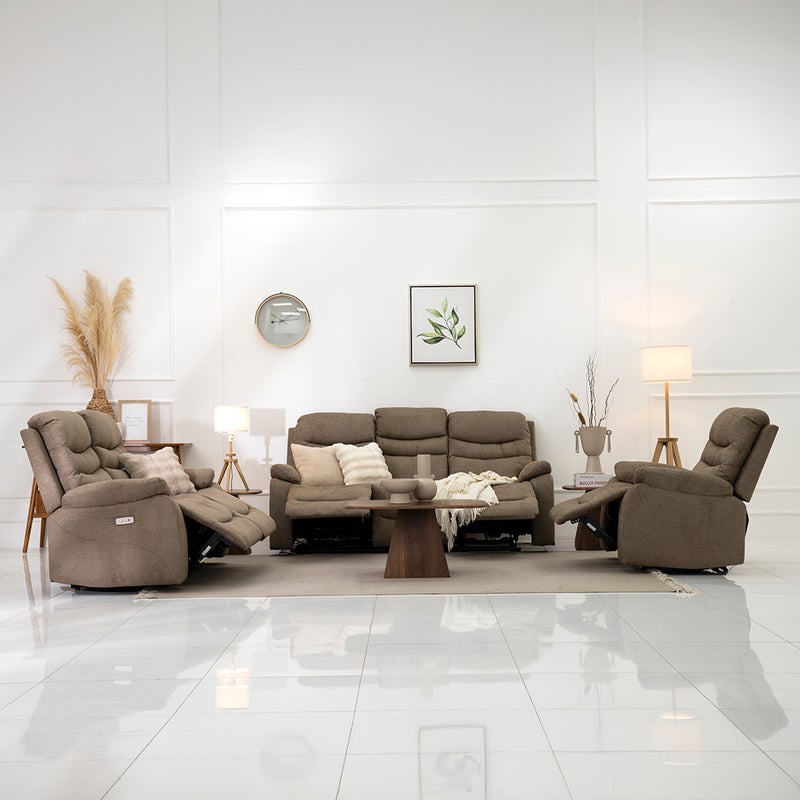 ROYAL FURNITURE Electric Recliner Sofa Set - Brown for Living Room - Image 2
