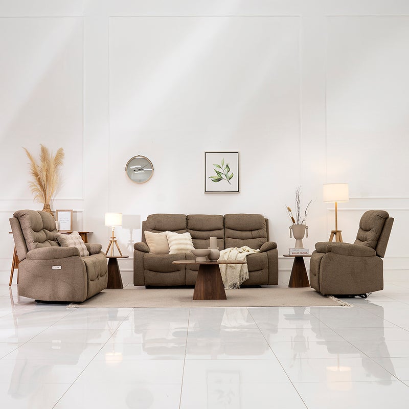 ROYAL FURNITURE Electric Recliner Sofa Set - Brown for Living Room - Image 1