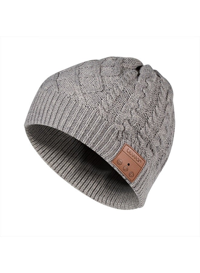 blueear Bluetooth Beanie Hat Bluetooh 5.2 Headphone Wireless Winter Knit Hats with Stereo Speaker and MIC 15 Hours Working Time for Outdoor Sports Grey - Image 1