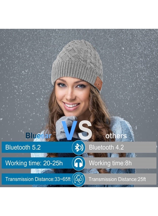 blueear Bluetooth Beanie Hat Bluetooh 5.2 Headphone Wireless Winter Knit Hats with Stereo Speaker and MIC 15 Hours Working Time for Outdoor Sports Grey - Image 3