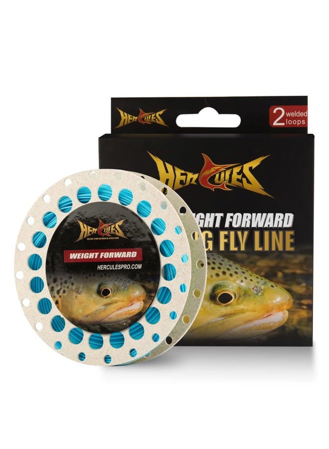 Hercules Fly Fishing Line Floating Weight Forward Fly Line with Double Welded Loop, Teal Blue, WF6F 100FT - Image 1