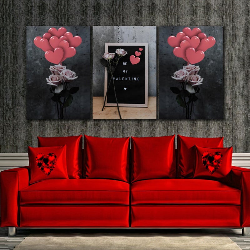Marktna Three Valentine's Day canvas prints with a hollow frame, measuring (120×60), three pieces - Image 1