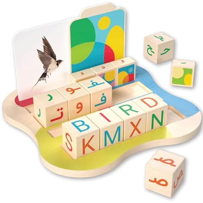 SPELL & MATCH FOR AGES 3+, EDUCATIONAL SPELLING & MATCHING TOY WITH BILINGUAL ARABIC & ENGLISH LETTER CUBES FOR KIDS, SAFE & ECO-FRIENDLY GIFT - Image 2