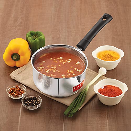 HAZEL Induction Bottom Sauce Pan Stainless Steel Saucepan Deep Bottom with Handle Induction Base for Tea Milk Maker Vessel Cooking, 16.1 cm, 1650 ML - Image 2