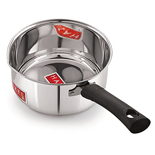 HAZEL Induction Bottom Sauce Pan Stainless Steel Saucepan Deep Bottom with Handle Induction Base for Tea Milk Maker Vessel Cooking, 16.1 cm, 1650 ML - Image 1