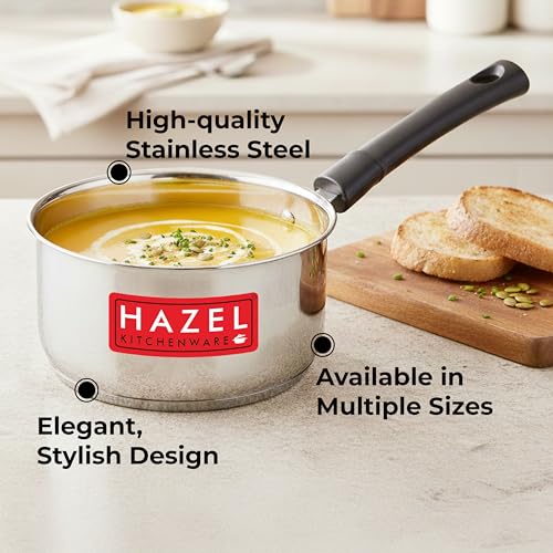 HAZEL Induction Bottom Sauce Pan Stainless Steel Saucepan Deep Bottom with Handle Induction Base for Tea Milk Maker Vessel Cooking, 16.1 cm, 1650 ML - Image 4