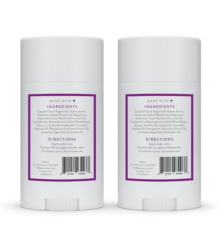 Native Deodorant Contains Naturally Derived Ingredients, 72 Hour Odor Control | Deodorant for Women and Men, Aluminum Free with Baking Soda, Coconut Oil and Shea Butter | Lavender & Rose, 2-Pack - Image 4