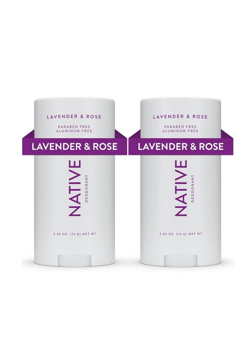 native Native Deodorant Contains Naturally Derived Ingredients, 72 Hour Odor Control | Deodorant for Women and Men, Aluminum Free with Baking Soda, Coconut Oil and Shea Butter | Lavender & Rose, 2-Pack  - Image 1