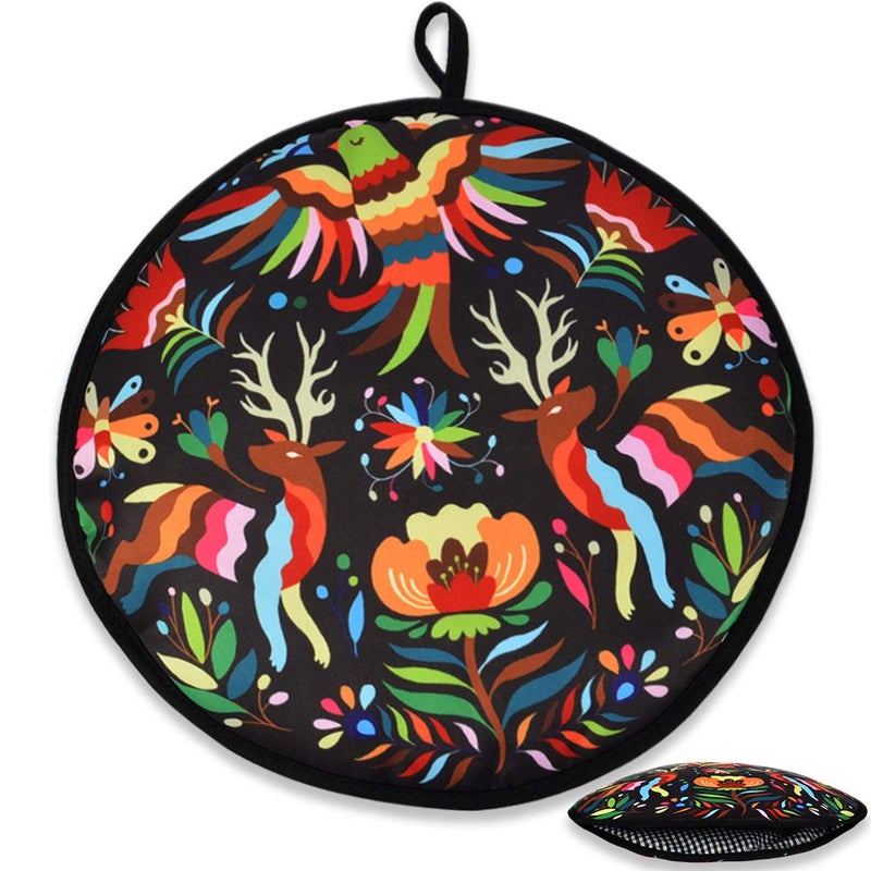 AUVCAS Tortilla Warmer Pouch 12 Inch Insulated Microwaveable Fabric Tortilla Keeper Holder Keeps Warm for Corn Flour Taco Pizza Bread up to One HourBlack