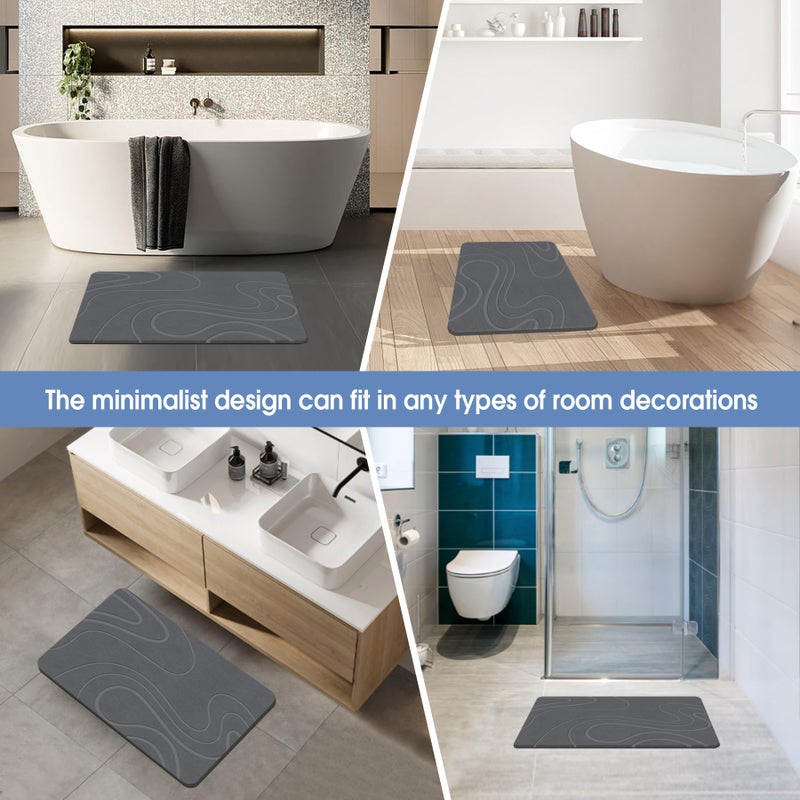 Veeloim Stone Bath Mat Diatomaceous Earth Shower Mat Non-Slip Super Absorbent Diatomite Stone Bath Mats for Bathroom Floor Quick Drying Natural Easy to Clean(23.6''Ã—15.4" Gray) - Image 5