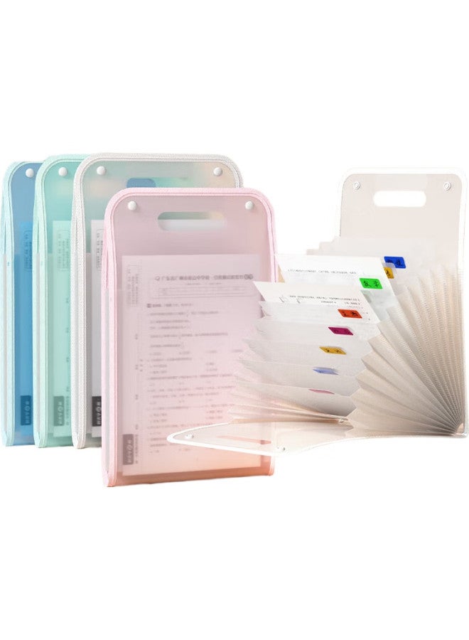 Time Science [Shiguangxue] 13-Compartment Vertical Accordion File Folder, Green, Single A4 Size, Large Capacity, Transparent, For Primary And Secondary School Students, Subject Classification, Storage Bag, Handheld, Plastic Office File Folder, Storage Organizer - Image 3
