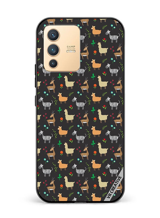 VR CREATIVE Protective Case Cover For Vivo V23 5G Jungle Animals Pattern Design Multicolour - Image 1