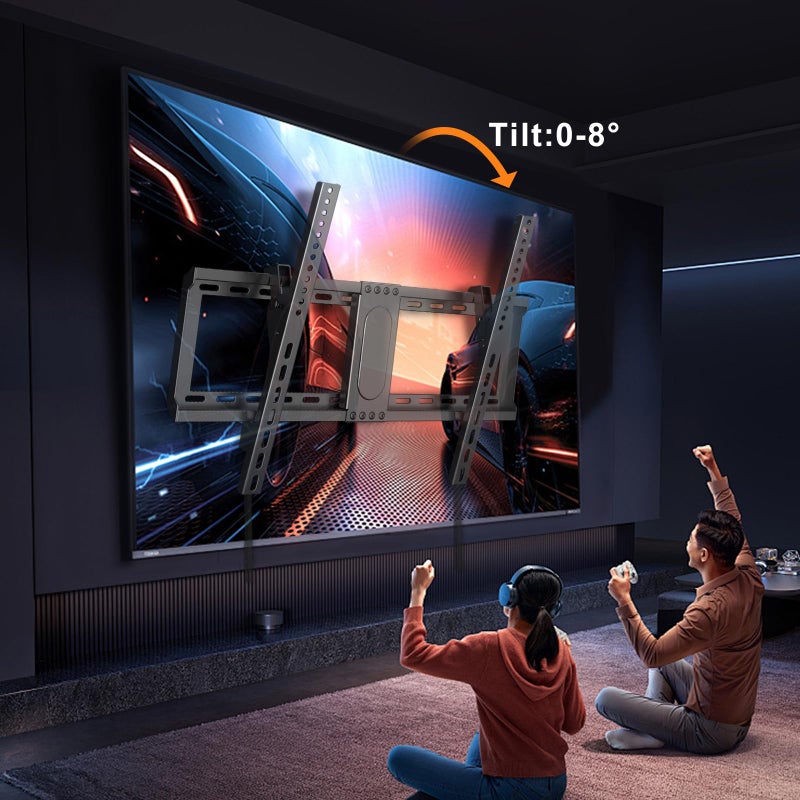 XINLEI Tilt TV Wall Bracket for Most 37”-90” Screens, Max Capacity 75kg, Universal Slim Tilting Flat TV Wall Mount with Quick Release Straps, Max VESA 600x400mm - Image 2