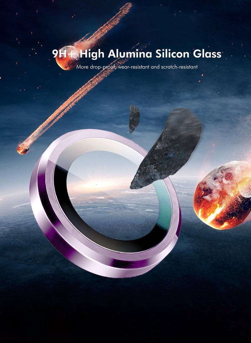 Wtech Apple iPhone 17 5G 2025 Premium Alloy Ring Camera Lens Tempered Glass Protector Shield (MLGICR) - Clear/Purple - Image 4