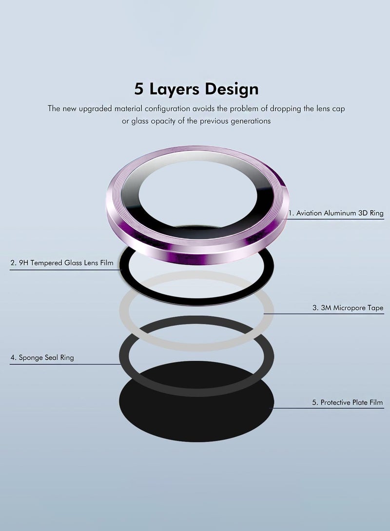 Wtech Apple iPhone 17 5G 2025 Premium Alloy Ring Camera Lens Tempered Glass Protector Shield (MLGICR) - Clear/Purple - Image 5