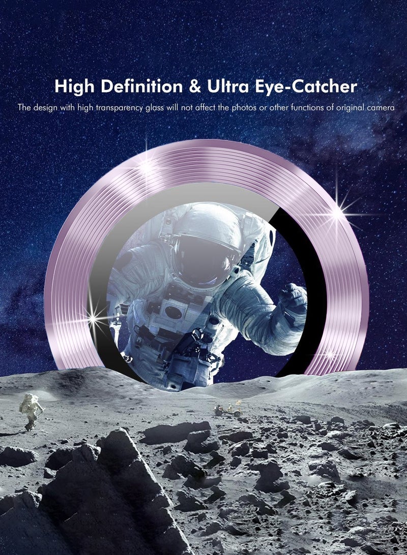 Wtech Apple iPhone 17 5G 2025 Premium Alloy Ring Camera Lens Tempered Glass Protector Shield (MLGICR) - Clear/Purple - Image 3