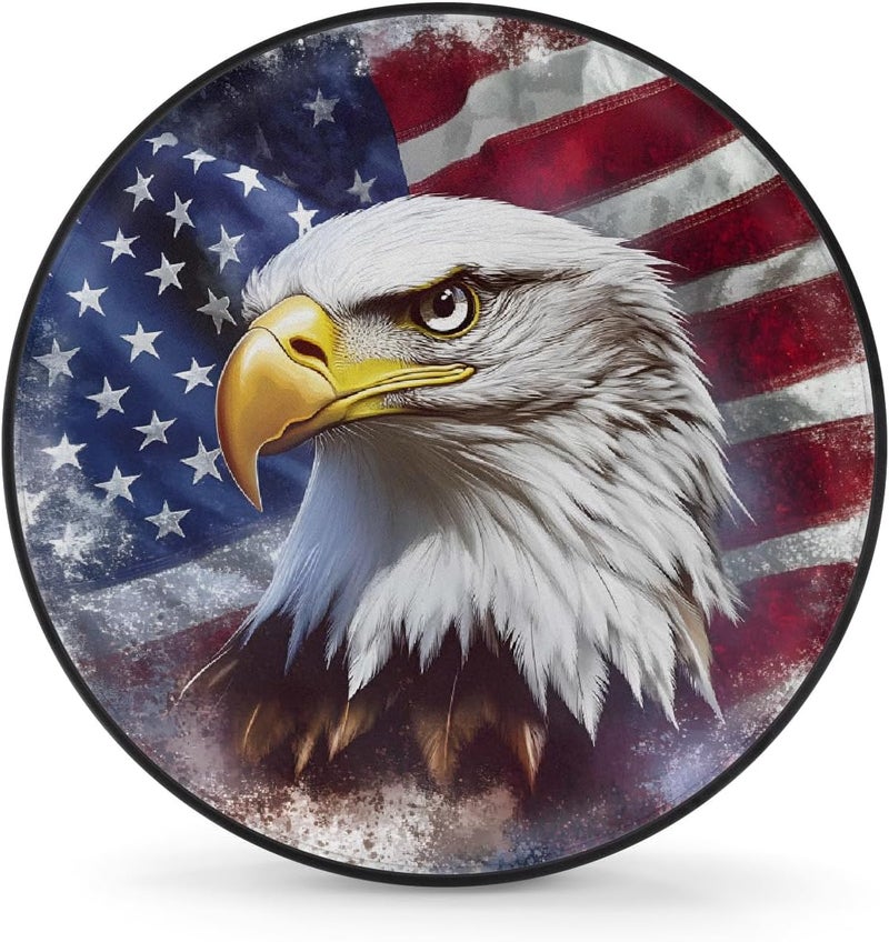 cfpolar Spare Tire Cover for RV Trailer,American Flag Eagle Waterproof Sun Leather Wheel Cover,Camper Spare Tire Covers Fit for Jeep Travel Trailer SUV Truck Accessories (16 in for Diameter 29” - 31”),F-4 - Image 1