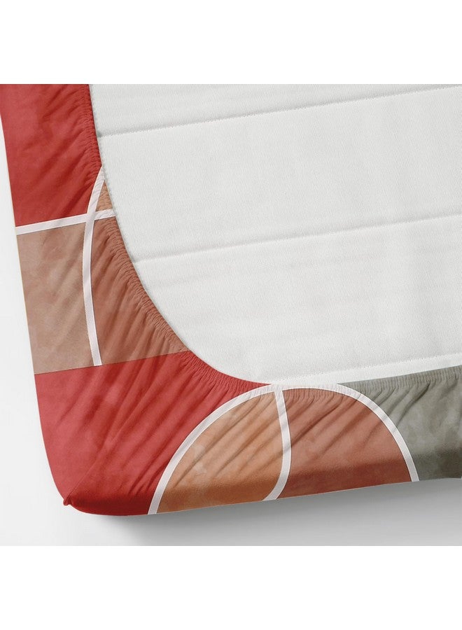 KAWI Elastic Fitted Bedsheets Queen Size (60"x78") Cotton Feel Dpuble Bed, 2 Pillow Covers 200TC - Red Colour - Image 2