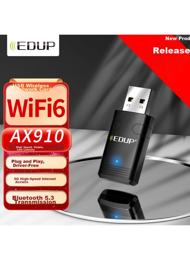 EDUP Yilian Mini Driverless Ax900 Wifi6 Wireless Network Card, Dual-band 5g Wireless Bluetooth 5.3 Two-in Desktop Laptop Win10/11 Receiver Ep-ax910s - Image 1