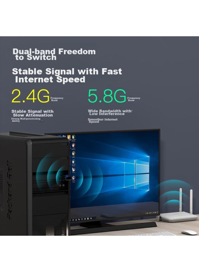 EDUP Yilian Mini Driverless Ax900 Wifi6 Wireless Network Card, Dual-band 5g Wireless Bluetooth 5.3 Two-in Desktop Laptop Win10/11 Receiver Ep-ax910s - Image 4