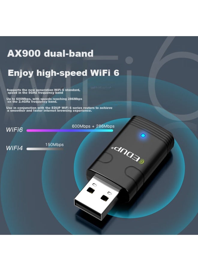 EDUP Yilian Mini Driverless Ax900 Wifi6 Wireless Network Card, Dual-band 5g Wireless Bluetooth 5.3 Two-in Desktop Laptop Win10/11 Receiver Ep-ax910s - Image 3
