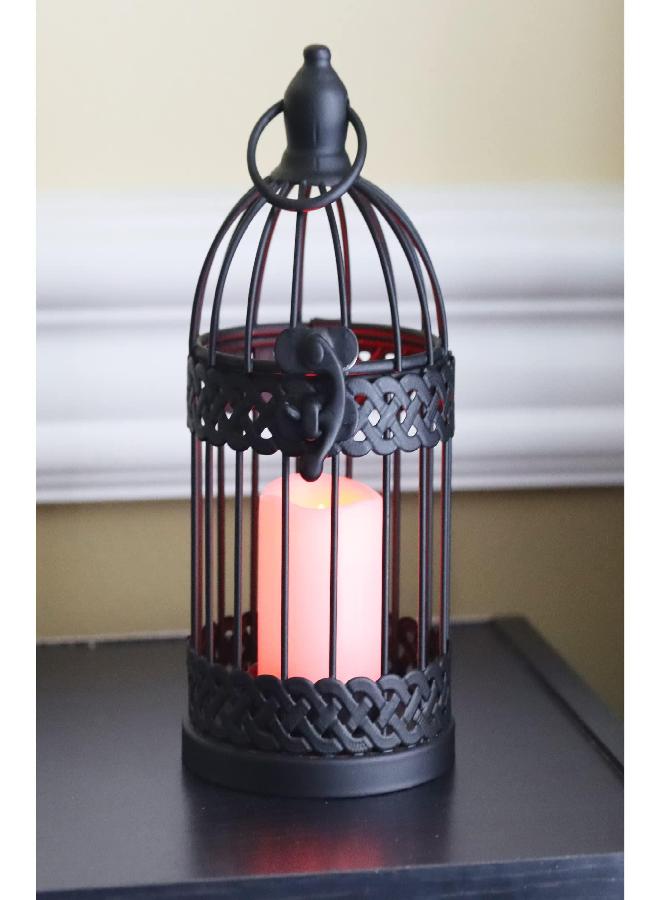 VELA LANTERNS Bird Cage Decor Candle Holder Lantern Decorative Table Centerpiece Halloween Decorations, 10" and 6" Tall, Black, Set of 2 - Image 1