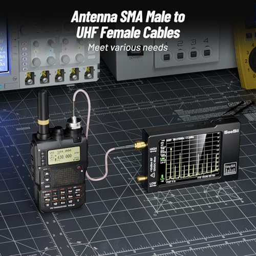 Seesii Portable TinySA Spectrum Analyzer, SEESII Upgraded V0.3.1 Tiny Frequency Analyzer with Antenna SMA Male to UHF Female Cables, 100kHz to 960MHz MF/HF/VHF UHF Input, 2.8'' Touchscreen Signal Generator - Image 2